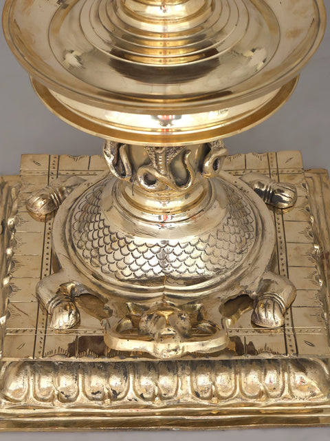 41" Large Tortoise Base Deepasthambham - Traditional Brass Lamp | Ritual Item | Made in India