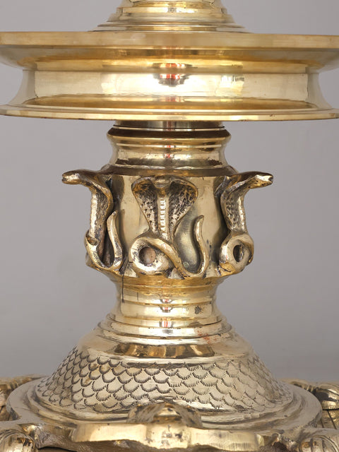 41" Large Tortoise Base Deepasthambham - Traditional Brass Lamp | Ritual Item | Made in India