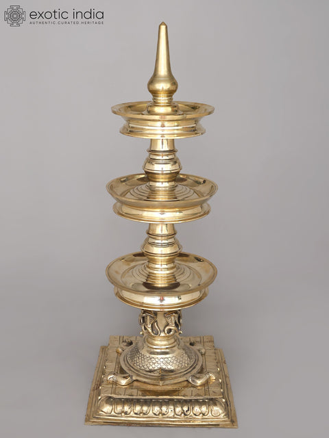 41" Large Tortoise Base Deepasthambham - Traditional Brass Lamp | Ritual Item | Made in India