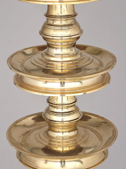 58" Large Three Layered Brass Deepasthambham with Seated Nandi on The Top | Ritual Item | Made in India