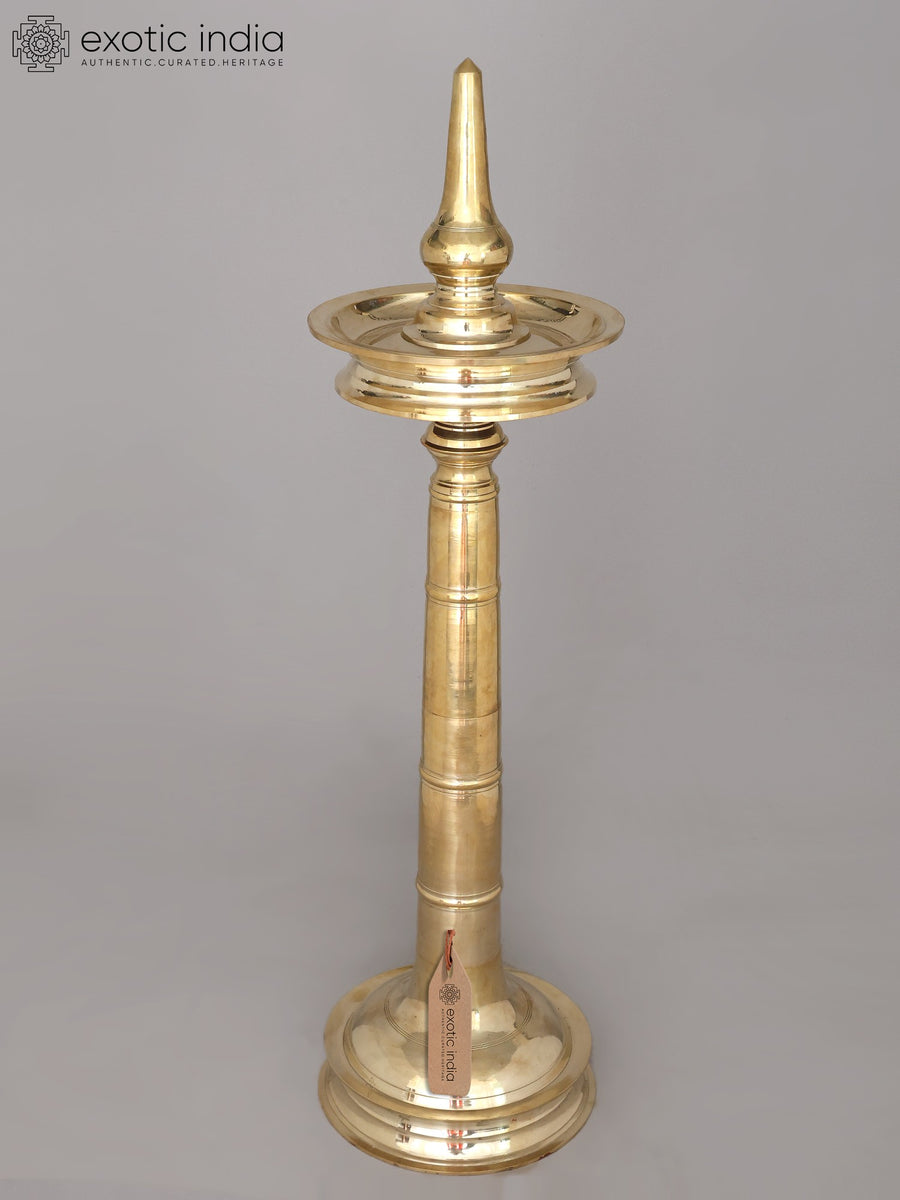 38" Large Nilavilakku Brass Oil Lamp - Traditional Deepasthambham for Pooja
