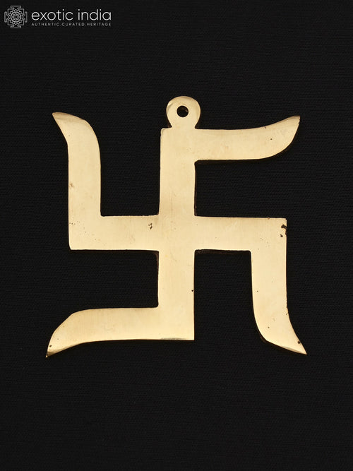 3" Small Brass Swastik Wall Hanging For Prosperity