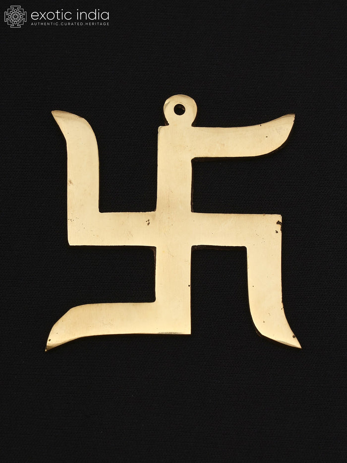 3" Small Brass Swastik Wall Hanging For Prosperity