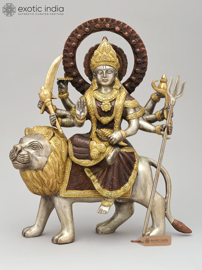 12" Sherawali Maa (Goddess Durga) | Brass Statue