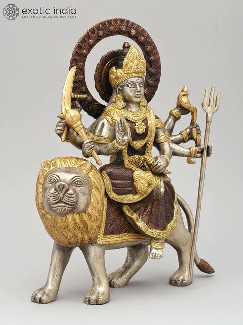 12" Sherawali Maa (Goddess Durga) | Brass Statue