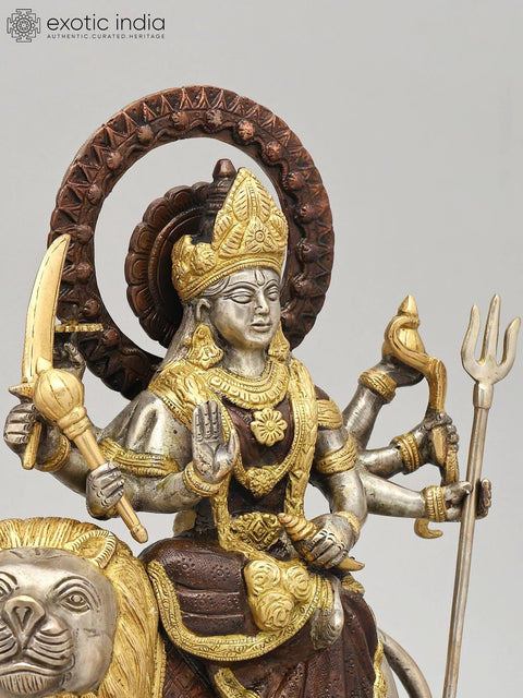 12" Sherawali Maa (Goddess Durga) | Brass Statue