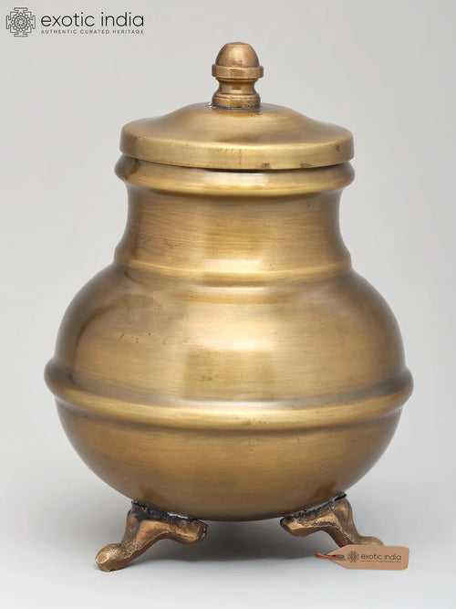 5" Brass Ganga Jal Holy Water Pot Handmade
