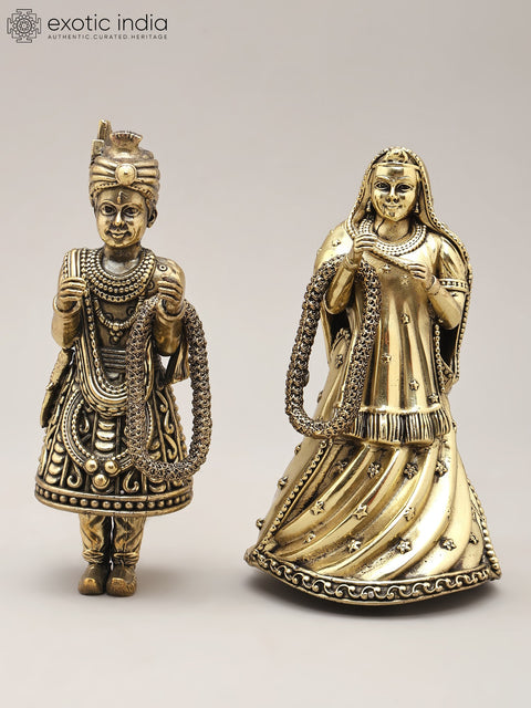 5" Royal Wedding Couple Statue in Brass | Home & Gifting Decor