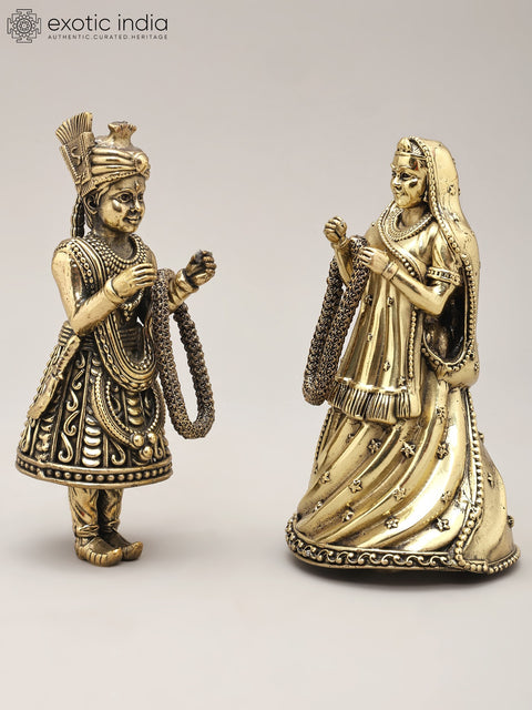5" Royal Wedding Couple Statue in Brass | Home & Gifting Decor