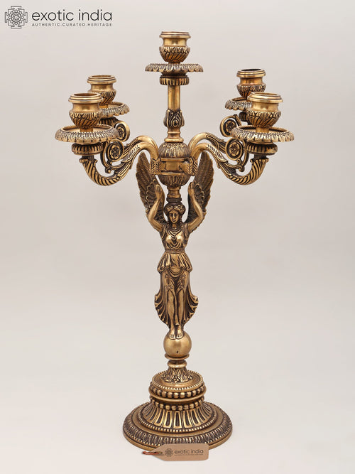 20" Victorian Brass Five Arm Candelabra for Home Decor