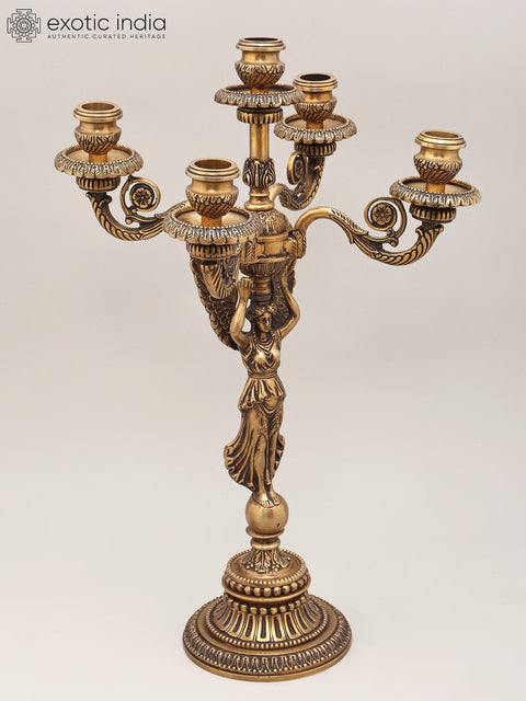 20" Victorian-Style Brass Five Arm Candelabra | Home Decor