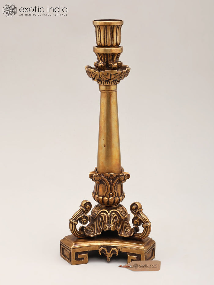 11" Handcrafted Brass Designer Candle Holder for Home Decor
