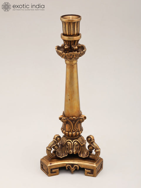 11" Handcrafted Brass Designer Candle Holder | Home Decor