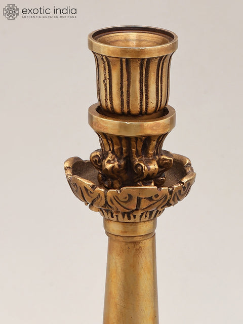 11" Handcrafted Brass Designer Candle Holder | Home Decor