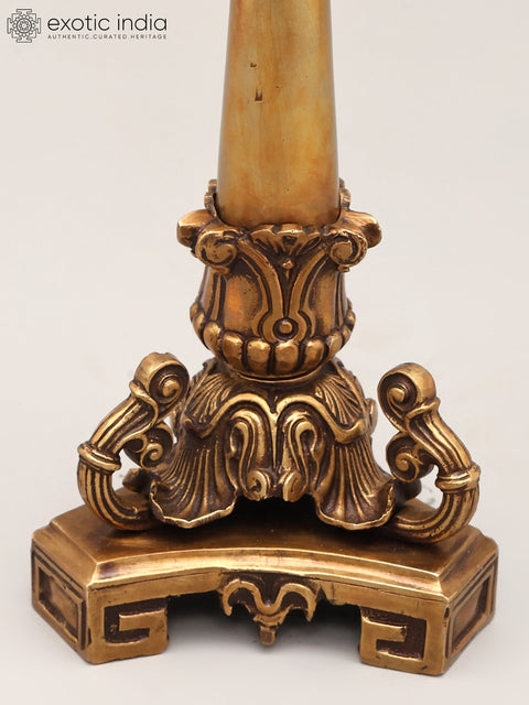 11" Handcrafted Brass Designer Candle Holder | Home Decor
