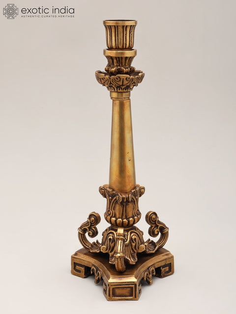 11" Handcrafted Brass Designer Candle Holder | Home Decor