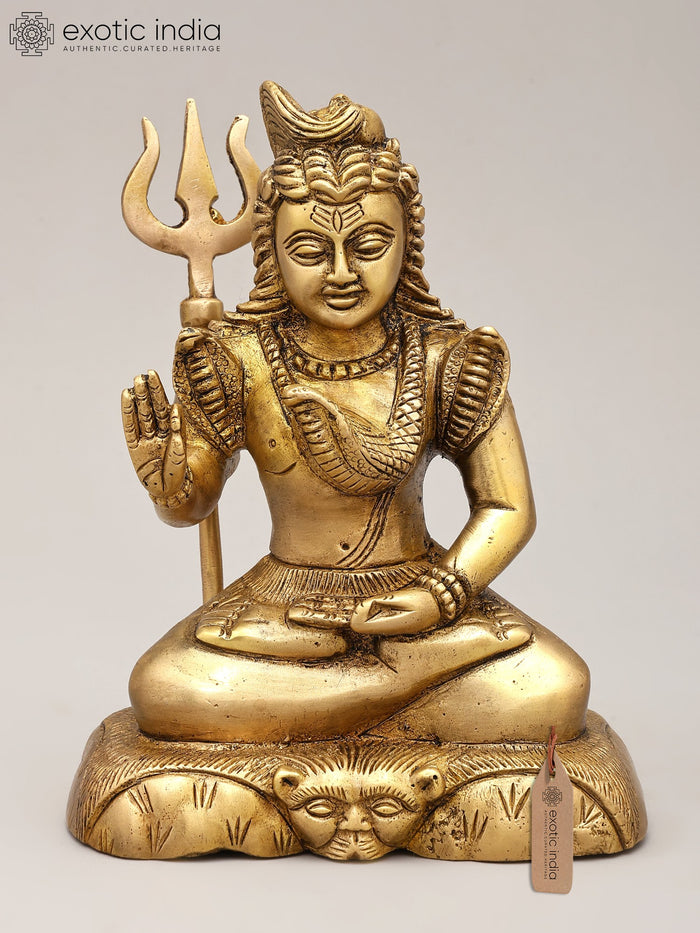 6" Handmade Blessing Lord Shiva Brass Statue