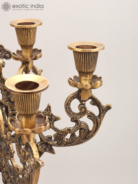 25" Brass Lady Holding Multi-Arm Candelabra | Home Decor