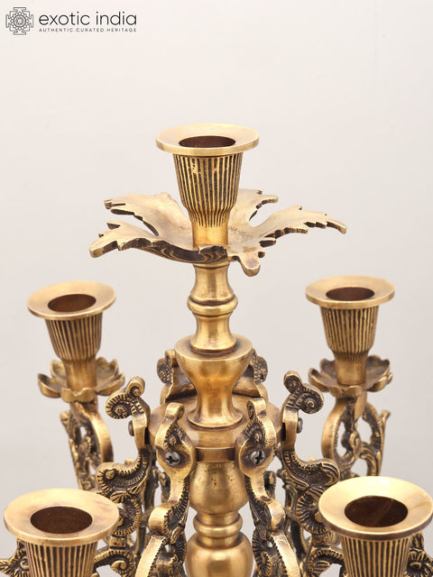 25" Brass Lady Holding Multi-Arm Candelabra | Home Decor