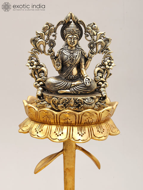 20" Superfine Lakshmi Ganesh Saraswati Trio on Lotus Stand | Brass Statues
