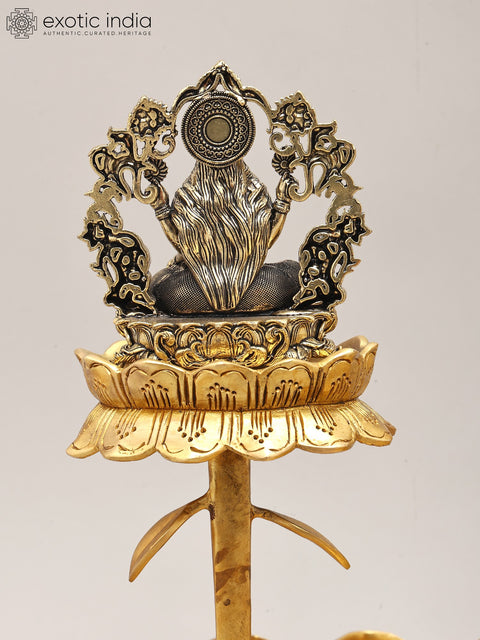 20" Superfine Lakshmi Ganesh Saraswati Trio on Lotus Stand | Brass Statues