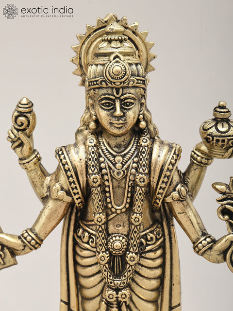 6" Brass Superfine Lord Dhanvantari Statue | God of Ayurveda & Healing