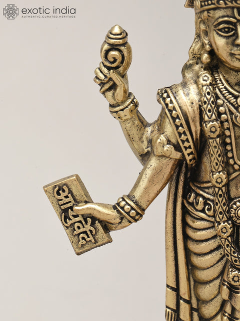 6" Brass Superfine Lord Dhanvantari Statue | God of Ayurveda & Healing