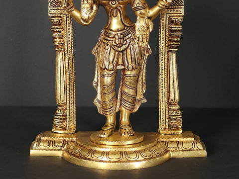 13" Standing Vishnu - Lakshmi on Kirtimukha Throne | Set of 2 Brass Statues