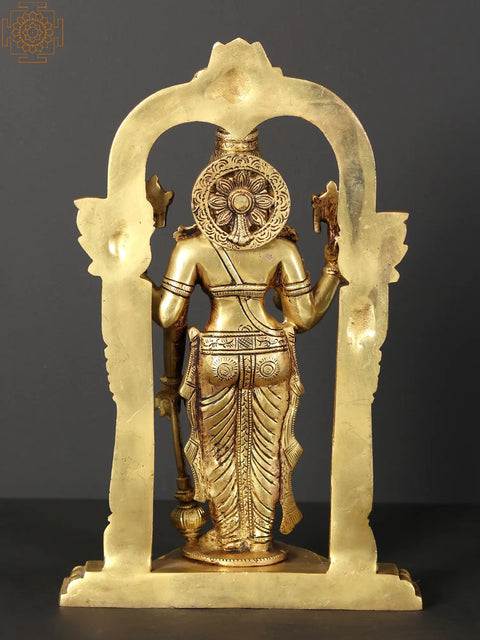 13" Standing Vishnu - Lakshmi on Kirtimukha Throne | Set of 2 Brass Statues