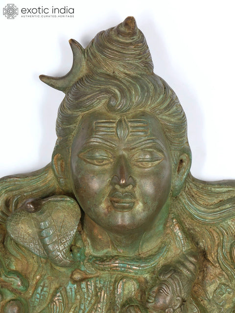 15" Lord Shiva Family Wall Hanging | Brass Statue