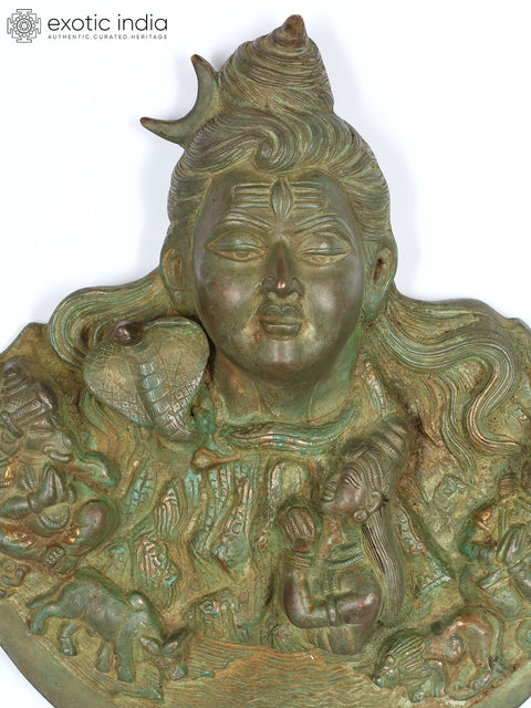 15" Lord Shiva Family Wall Hanging | Brass Statue