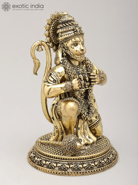 6" Small Superfine Lord Hanuman Tearing His Chest to Show Shri Rama and Sita in His Heart | Brass Statue