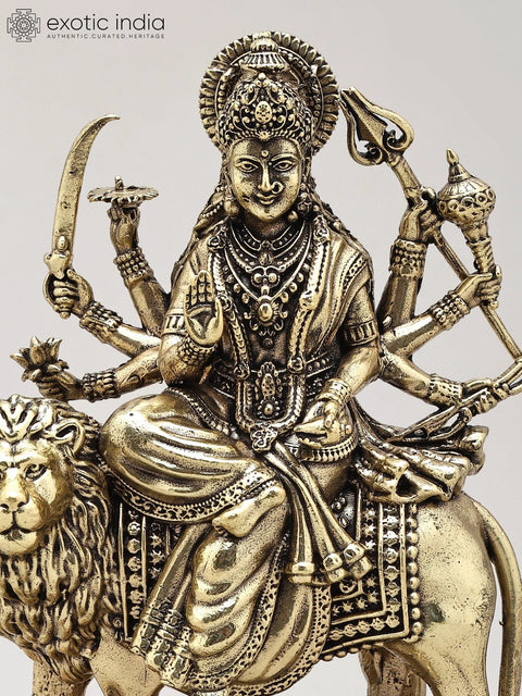 Small Superfine Eight Armed Goddess Durga (Sherawali Maa) | Brass Statue