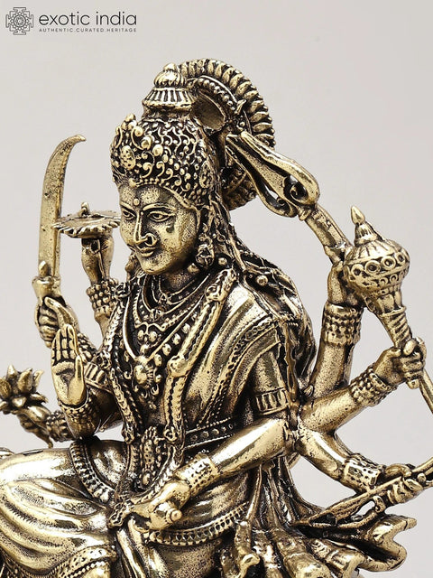 Small Superfine Eight Armed Goddess Durga (Sherawali Maa) | Brass Statue