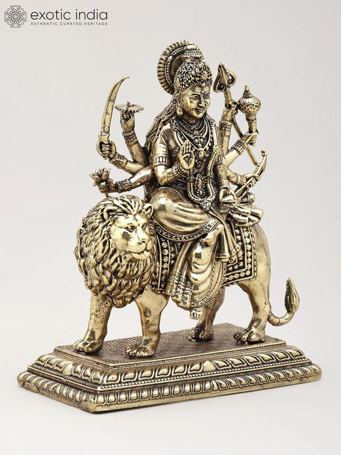 Small Superfine Eight Armed Goddess Durga (Sherawali Maa) | Brass Statue