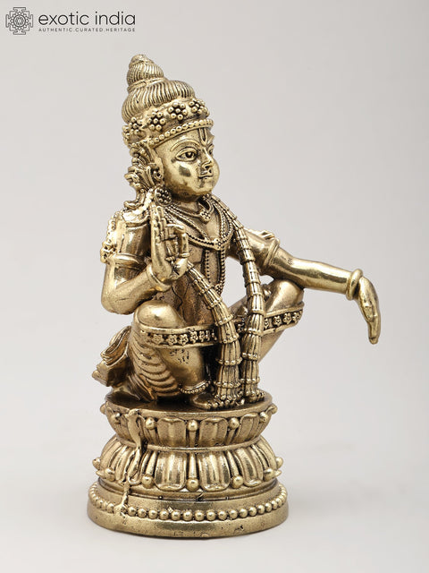 4" Small Superfine Lord Ayyappan - Hindu Deity of Truth and Righteousness | Brass Statue