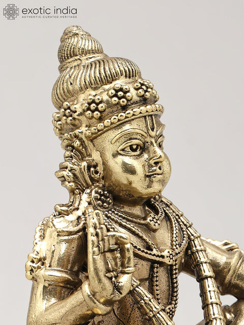 4" Small Superfine Lord Ayyappan - Hindu Deity of Truth and Righteousness | Brass Statue