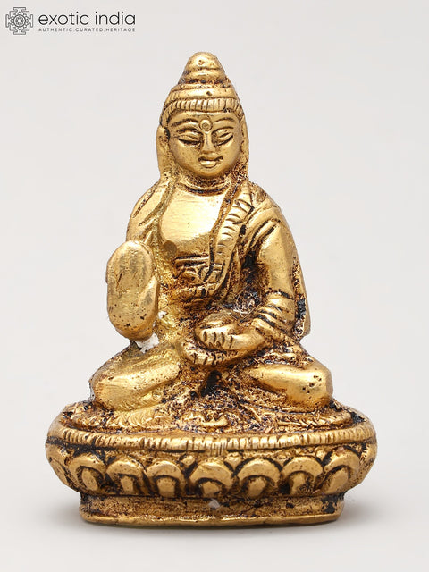 2" Small Set of Five Buddhas in Different Mudra | Brass Statues