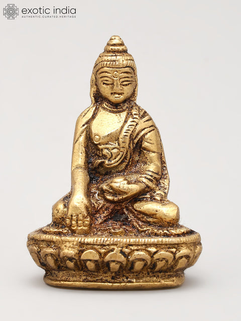 2" Small Set of Five Buddhas in Different Mudra | Brass Statues