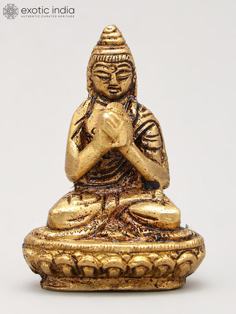 2" Small Set of Five Buddhas in Different Mudra | Brass Statues