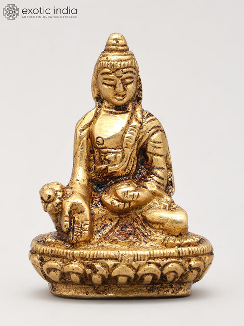 2" Small Set of Five Buddhas in Different Mudra | Brass Statues