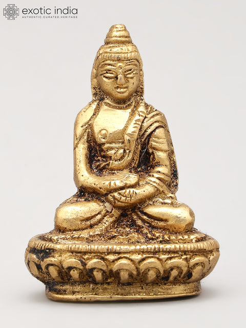 2" Small Set of Five Buddhas in Different Mudra | Brass Statues