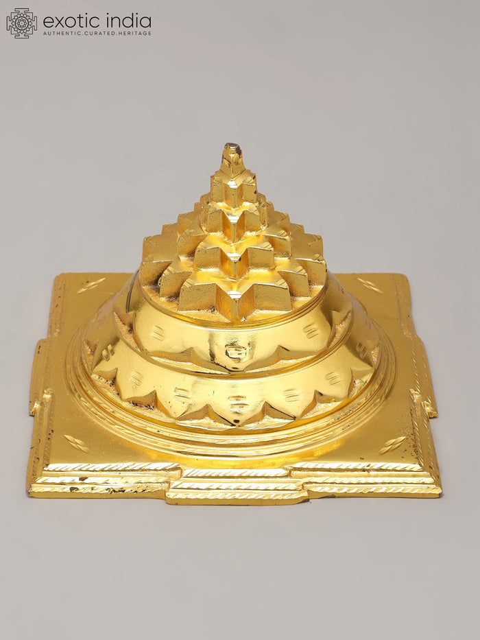 6" Small Brass Shri Yantra Statue for Pooja