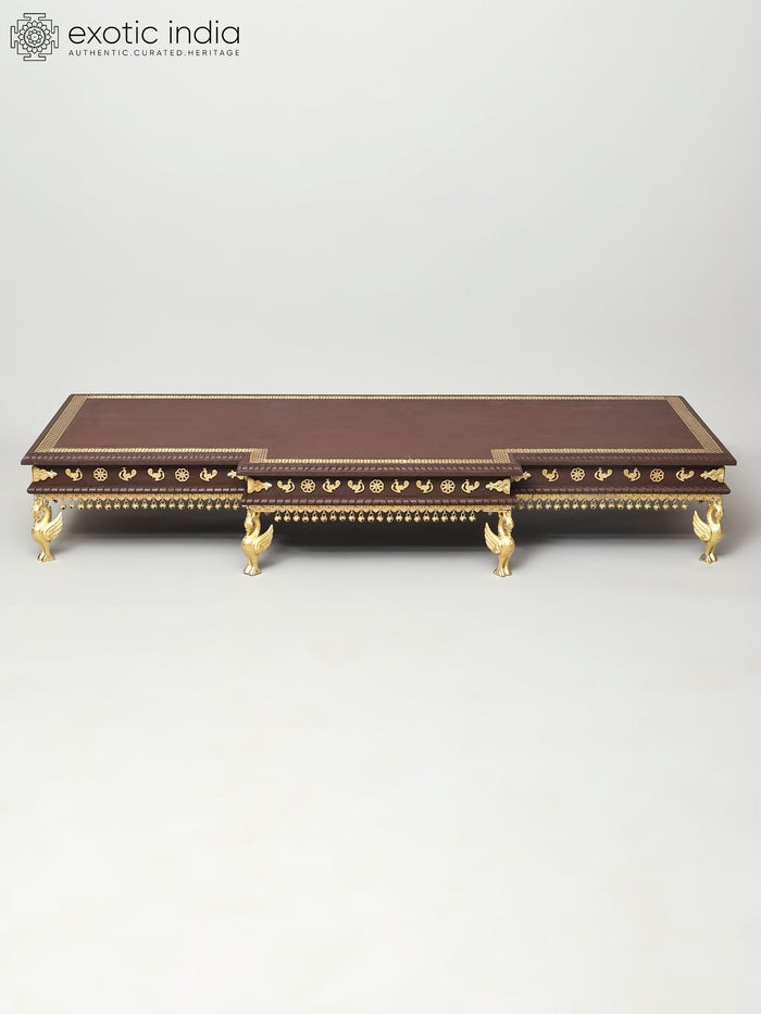 54" Large Size Designer Wooden Pedestal (Chowki) with Swan Legs