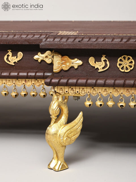 54" Large Size Designer Wooden Pedestal (Chowki) with Swan Legs