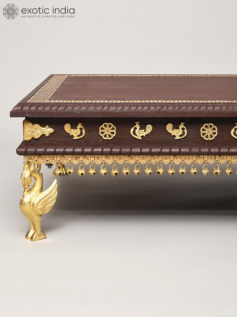 54" Large Size Designer Wooden Pedestal (Chowki) with Swan Legs