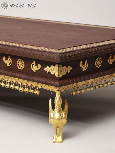 54" Large Size Designer Wooden Pedestal (Chowki) with Swan Legs