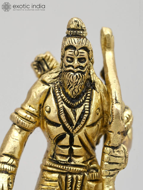 4" Small Lord Parashuram - Sixth Incarnation of Lord Vishnu | Brass Statue