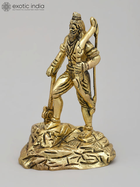 4" Small Lord Parashuram - Sixth Incarnation of Lord Vishnu | Brass Statue