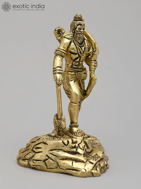 4" Small Lord Parashuram - Sixth Incarnation of Lord Vishnu | Brass Statue